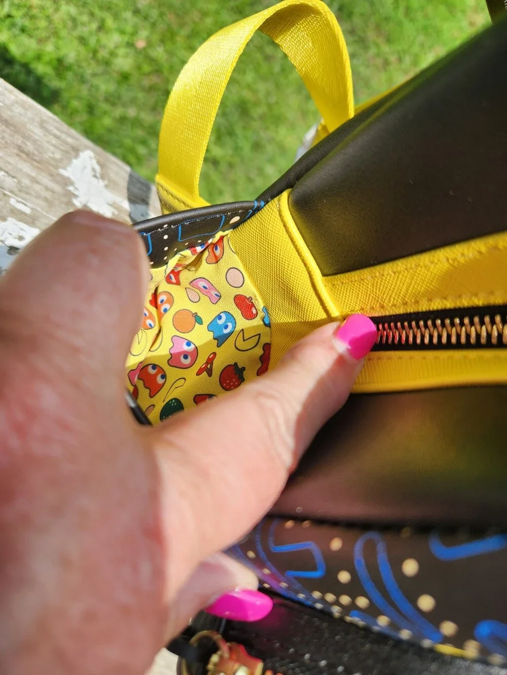 Loungefly Pac-Man Mini Backpack in Black and Metallic Gold NWT